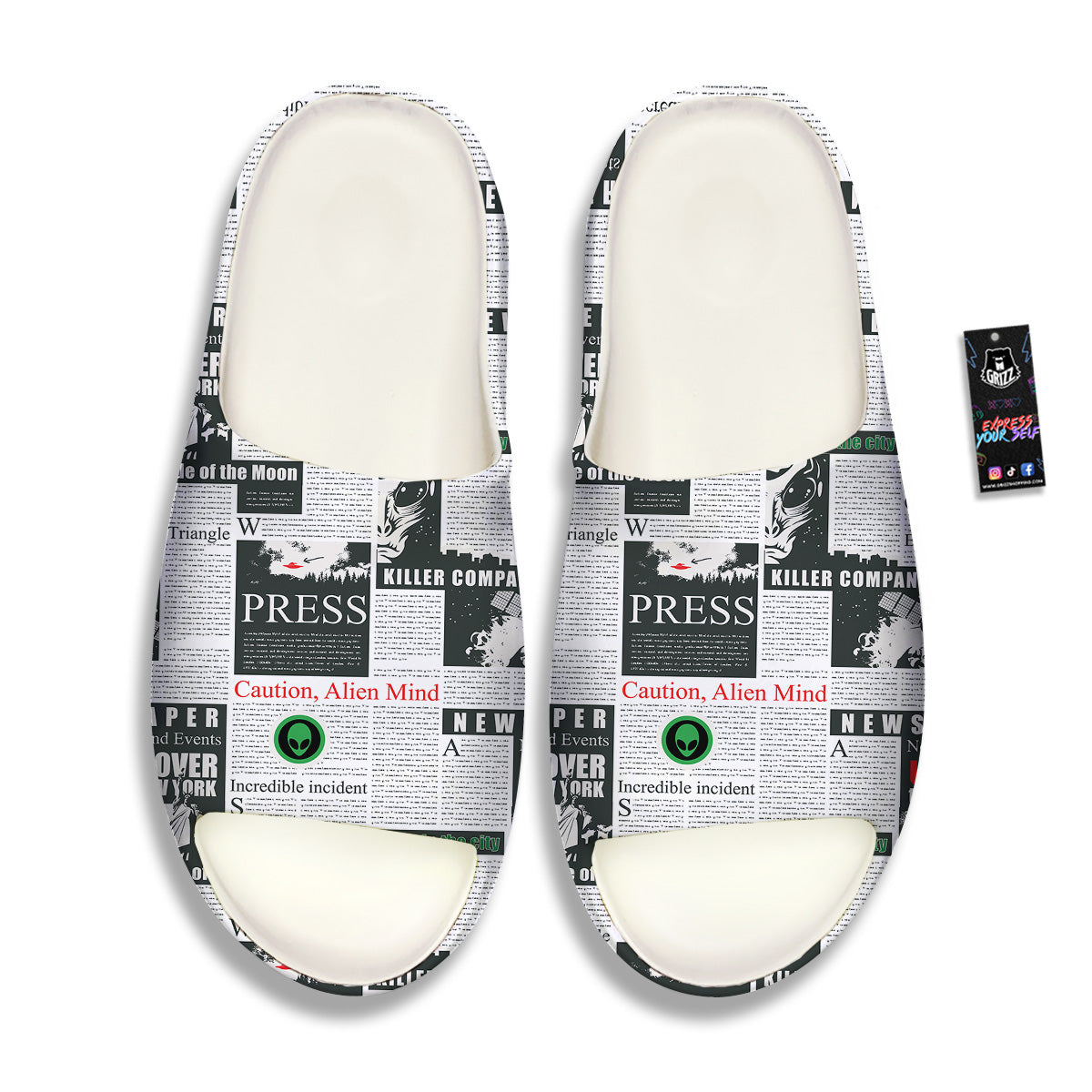 Newspaper Headlines Alien Print Pattern Sandals-grizzshop