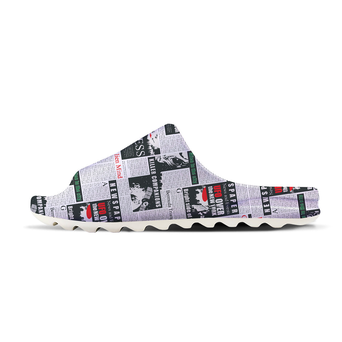 Newspaper Headlines Alien Print Pattern Sandals-grizzshop
