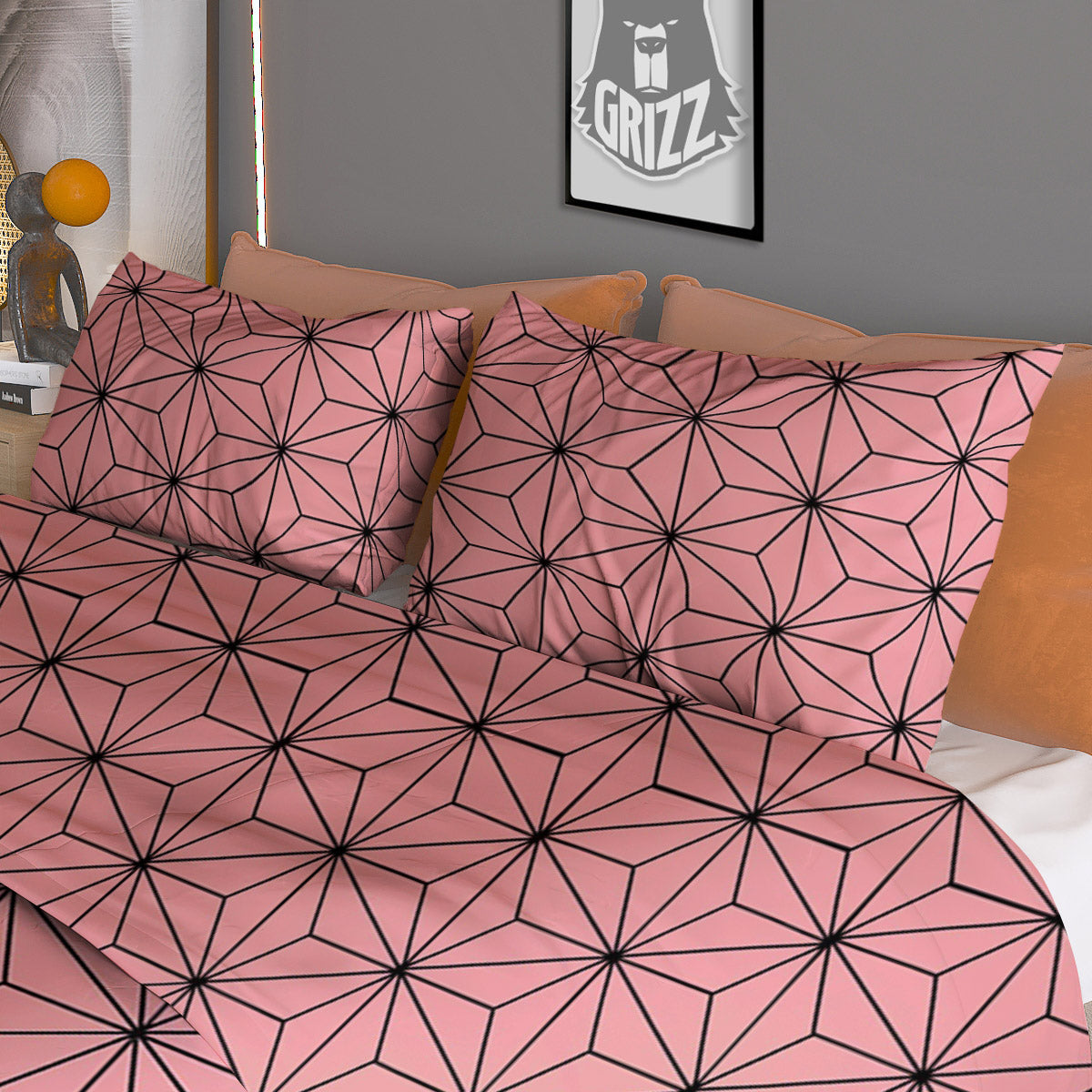 Nezuko Print Pattern Duvet Cover Bedding Set-grizzshop