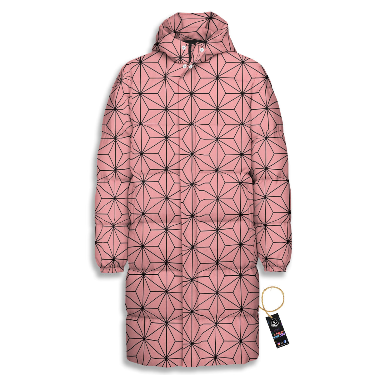 Nezuko Print Pattern Long Down Jacket-grizzshop