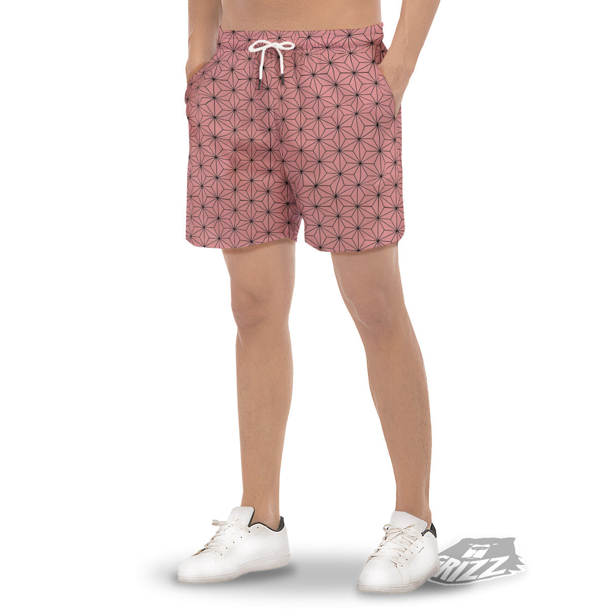 Nezuko Print Pattern Men's Gym Shorts-grizzshop