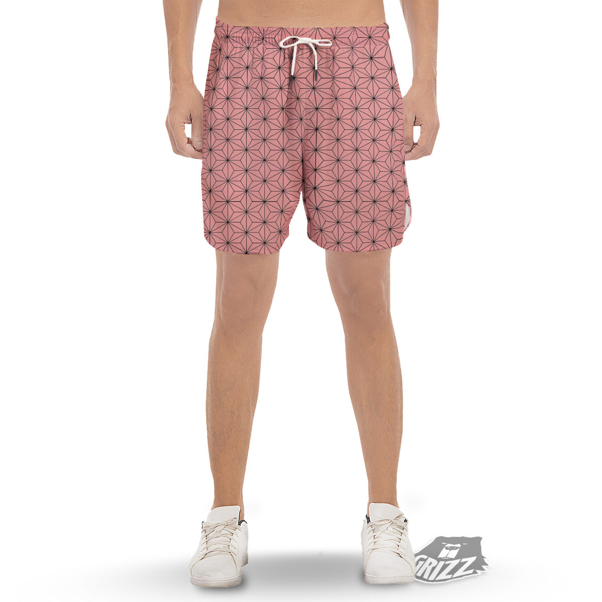 Nezuko Print Pattern Men's Gym Shorts-grizzshop