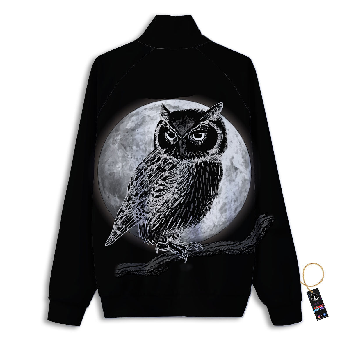 Night Owl Full Moon Print Track Jacket-grizzshop