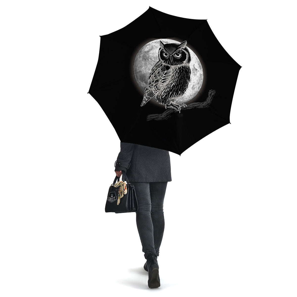 Night Owl Full Moon Print Umbrella-grizzshop