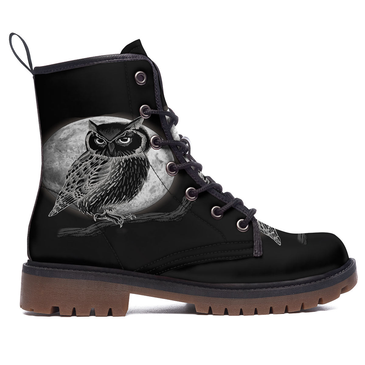 Night Owl Full Moon Print Work Boots-grizzshop