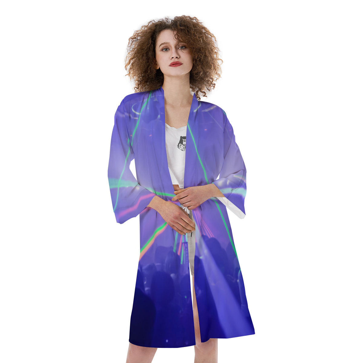 Nightclub EDM Party Print Kimono-grizzshop
