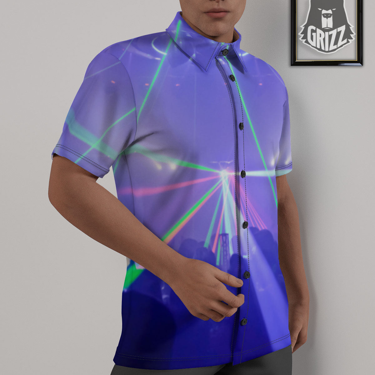 Nightclub EDM Party Print Untucked Shirts-grizzshop