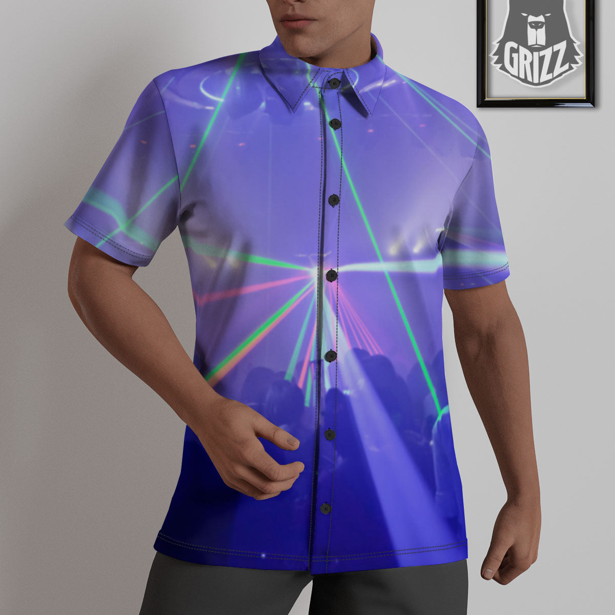 Nightclub EDM Party Print Untucked Shirts-grizzshop