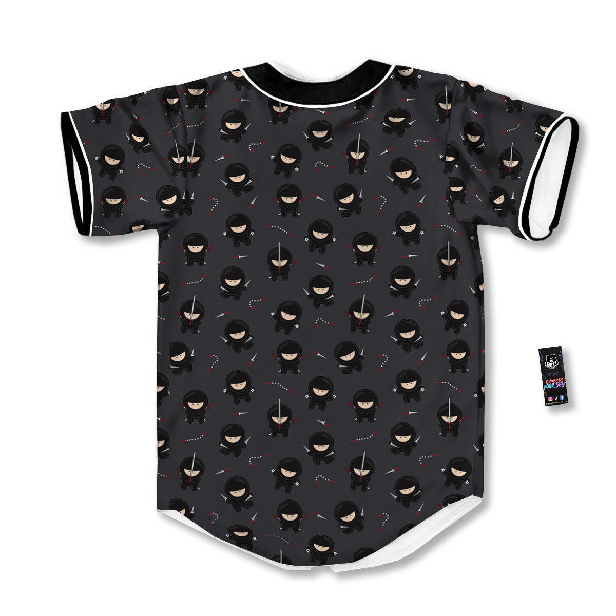 Ninja Cute Print Pattern Baseball Jersey-grizzshop