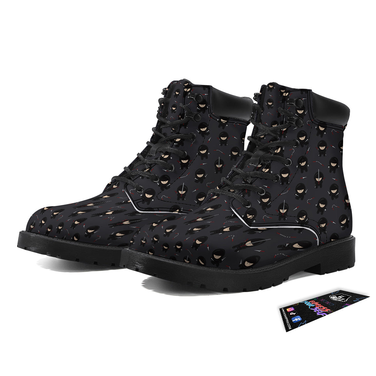 Ninja Cute Print Pattern Boots-grizzshop