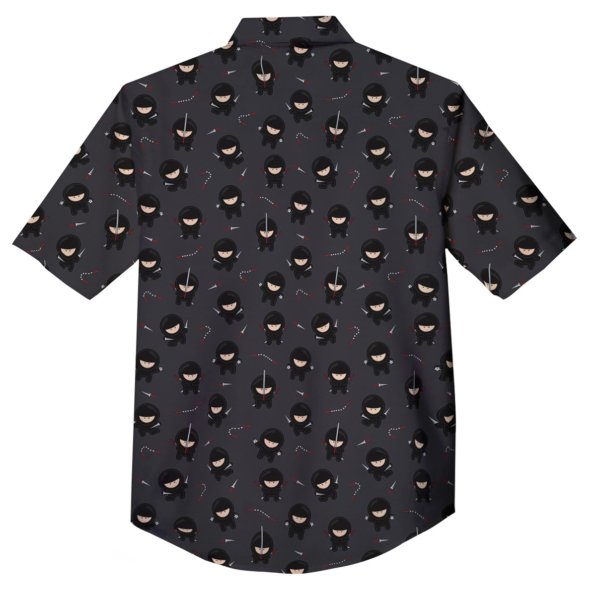 Ninja Cute Print Pattern Button Up Shirt-grizzshop