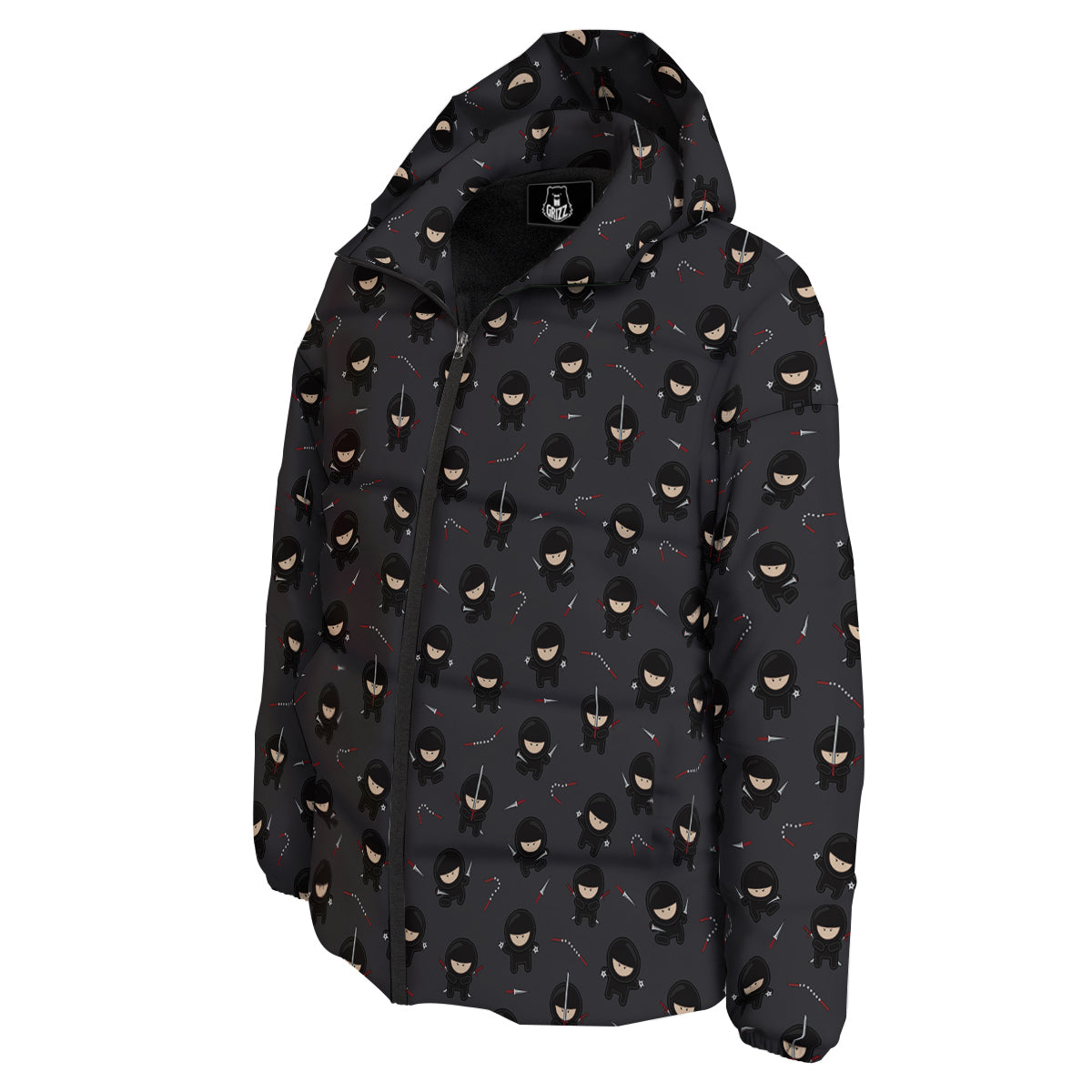 Ninja Cute Print Pattern Down Jacket-grizzshop