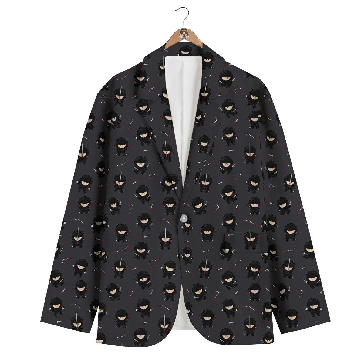 Ninja Cute Print Pattern Men's Blazer-grizzshop