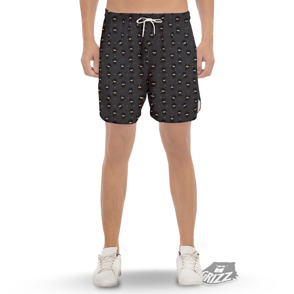 Ninja Cute Print Pattern Men's Gym Shorts-grizzshop