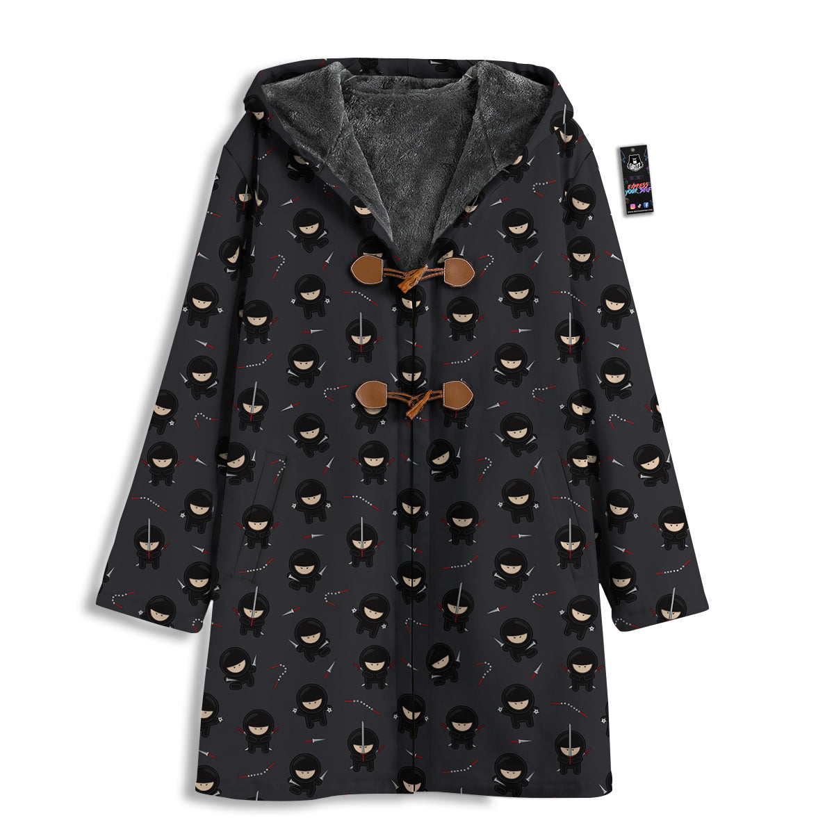 Ninja Cute Print Pattern Men's Windbreaker Jacket-grizzshop