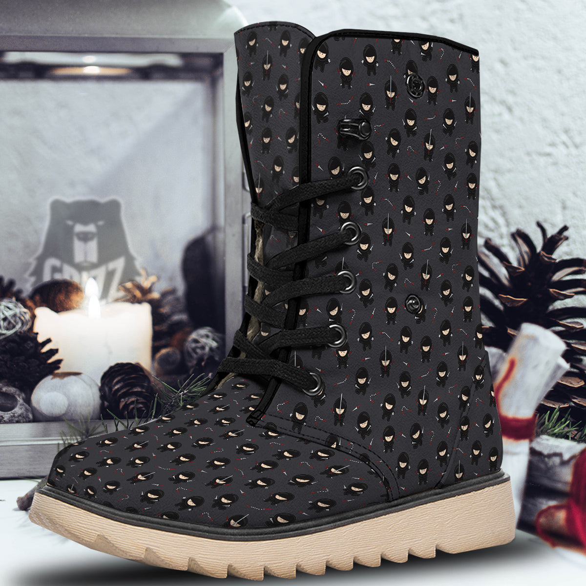 Ninja Cute Print Pattern Snow Boots-grizzshop