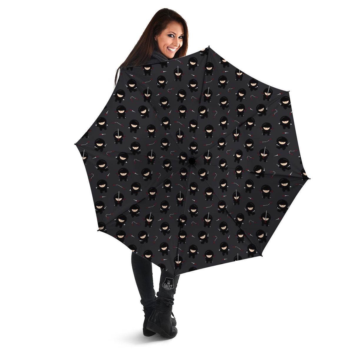 Ninja Cute Print Pattern Umbrella-grizzshop