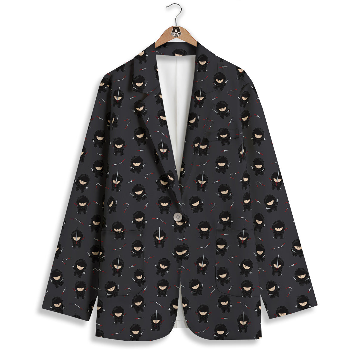 Ninja Cute Print Pattern Women's Blazer-grizzshop