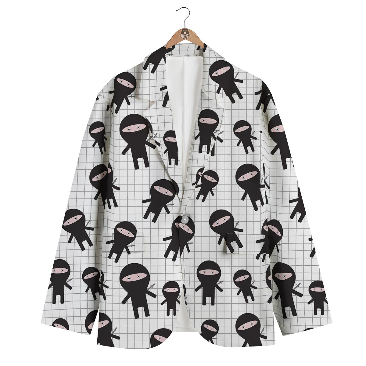 Ninja Pattern Print Men's Blazer-grizzshop