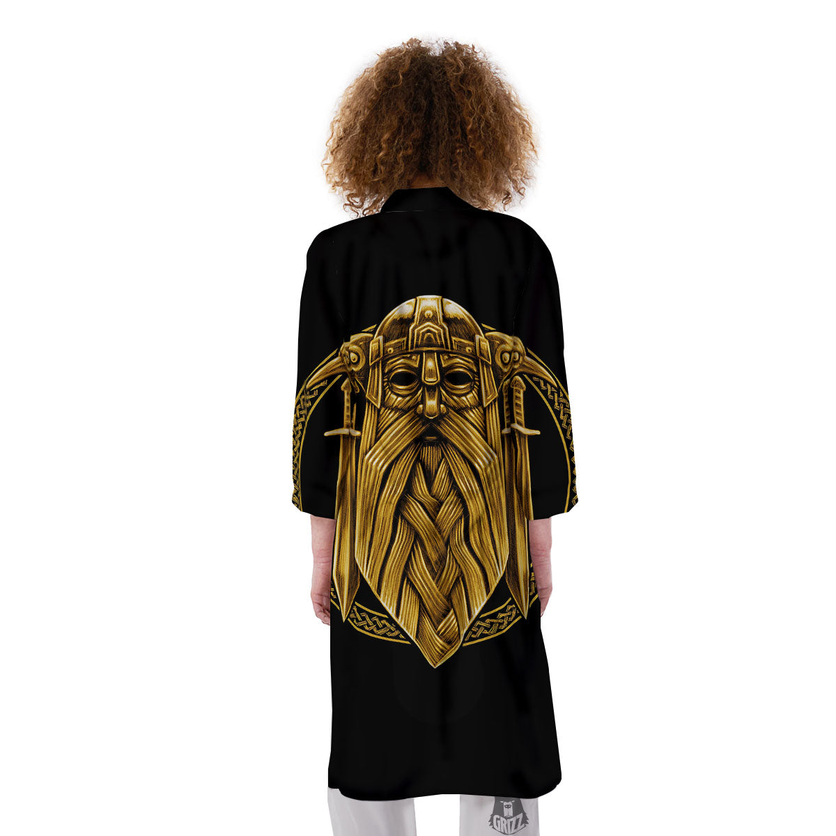 Norse God Odin Gold Viking Print Kimono-grizzshop