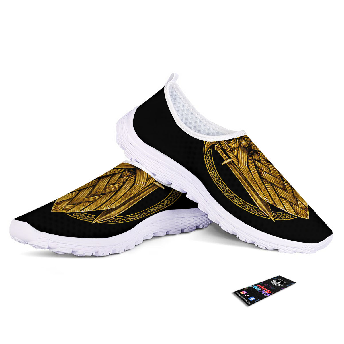 Norse God Odin Gold Viking Print Nurse Shoes-grizzshop