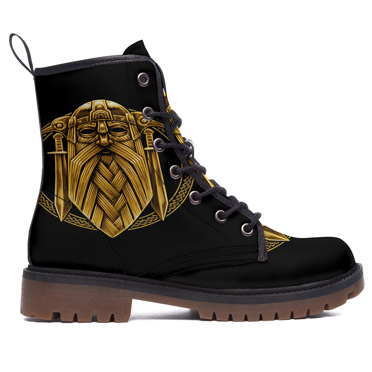 Norse God Odin Gold Viking Print Work Boots-grizzshop