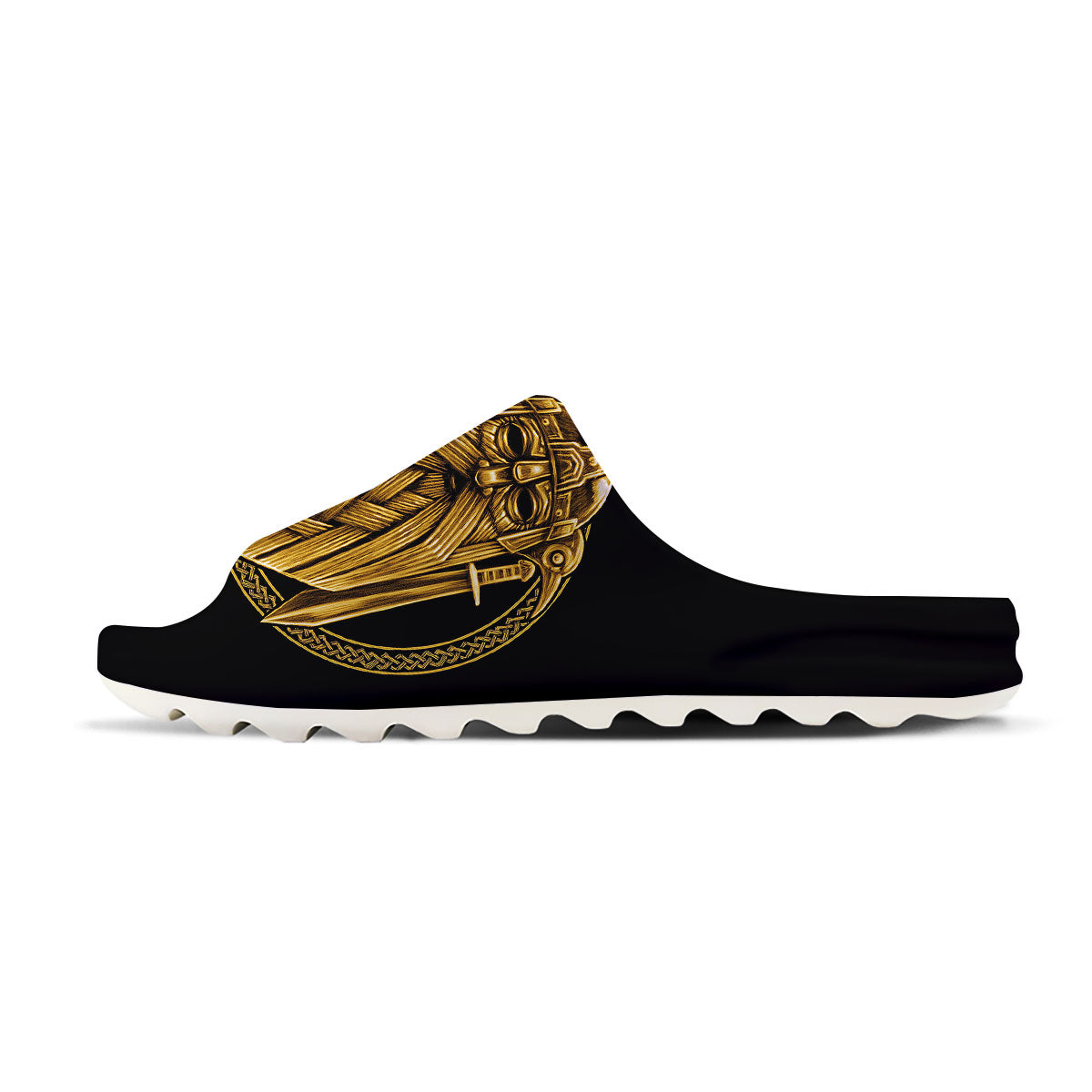 Norse God Odin Gold Viking Print Sandals-grizzshop