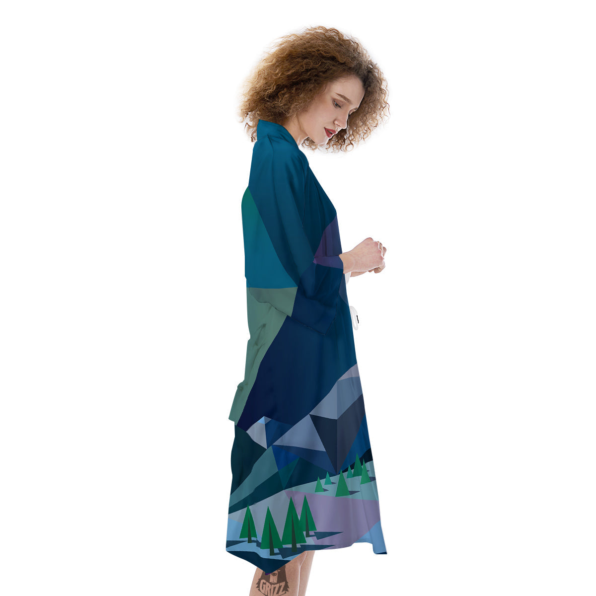 Northern Lights Geometric Polygonal Print Kimono-grizzshop