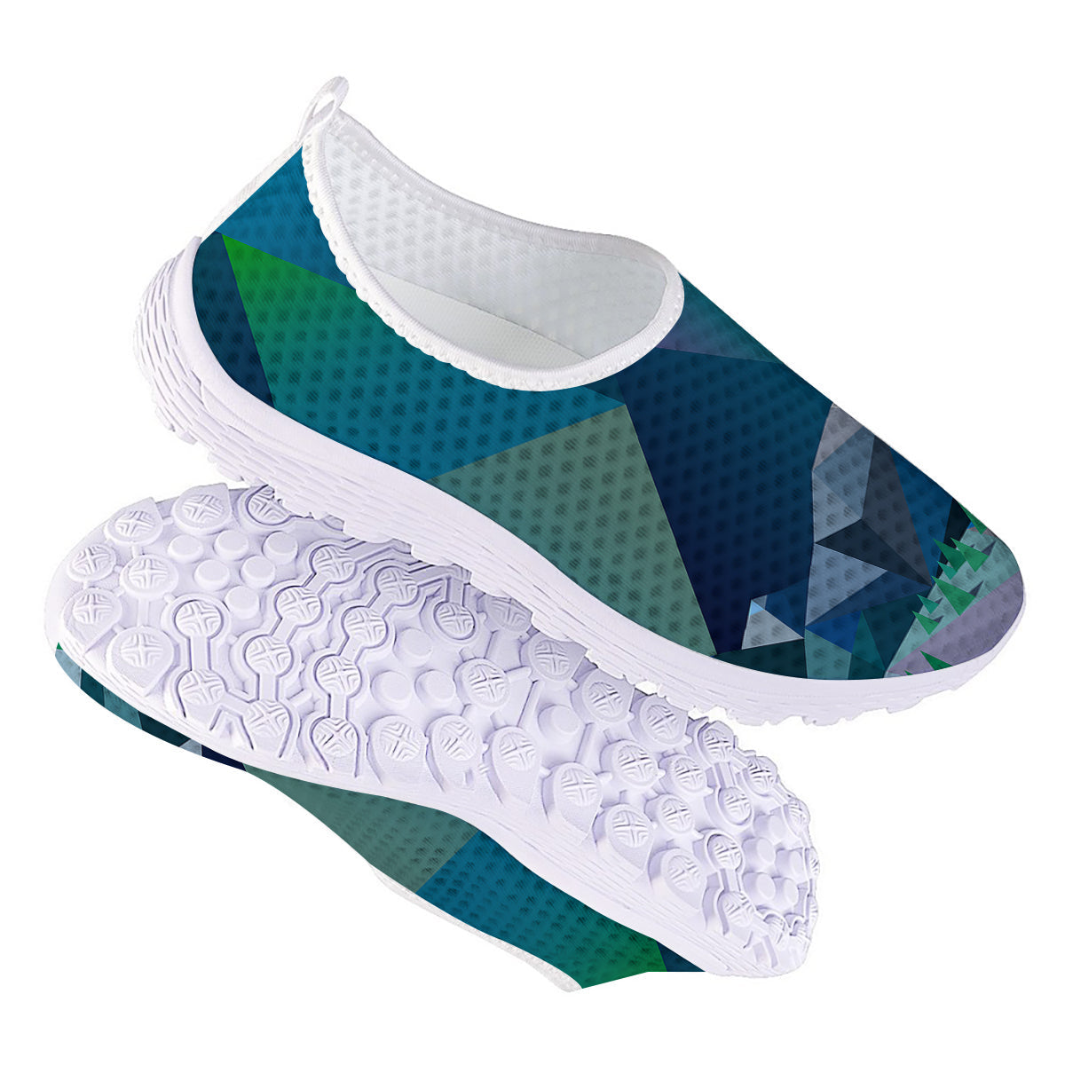 Northern Lights Geometric Polygonal Print Nurse Shoes-grizzshop