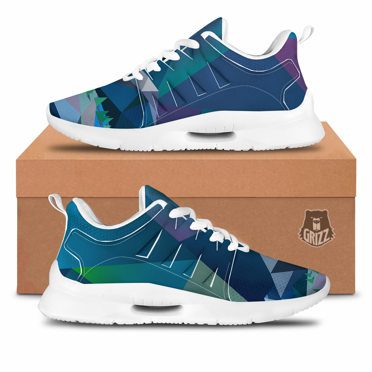 Northern Lights Geometric Polygonal Print Tennis Shoes-grizzshop