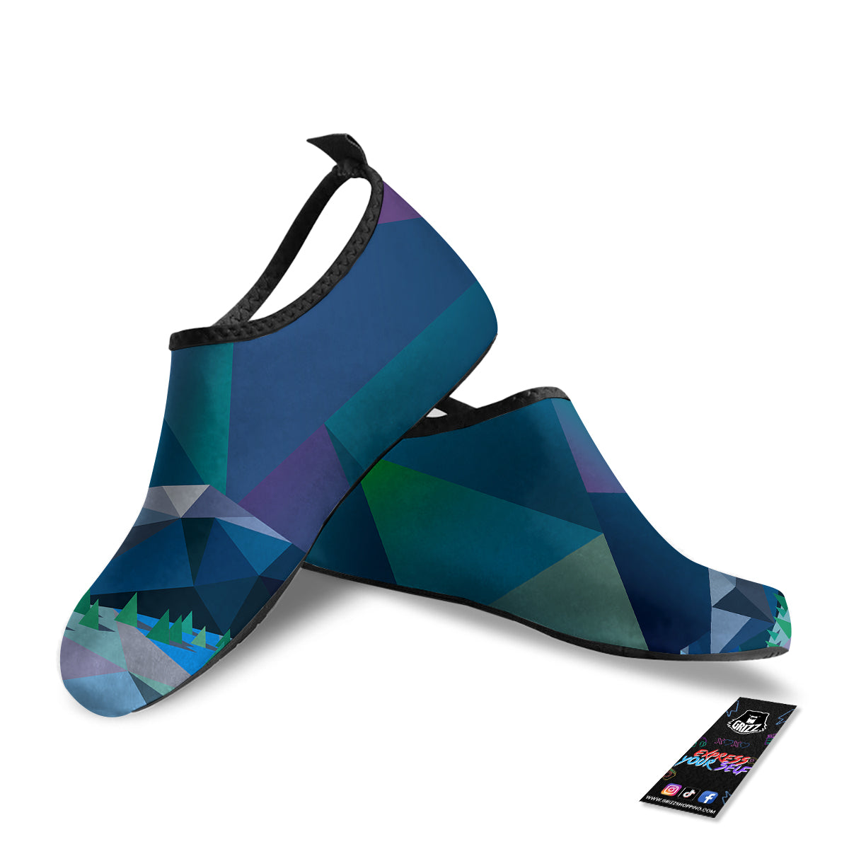 Northern Lights Geometric Polygonal Print Water Shoes-grizzshop