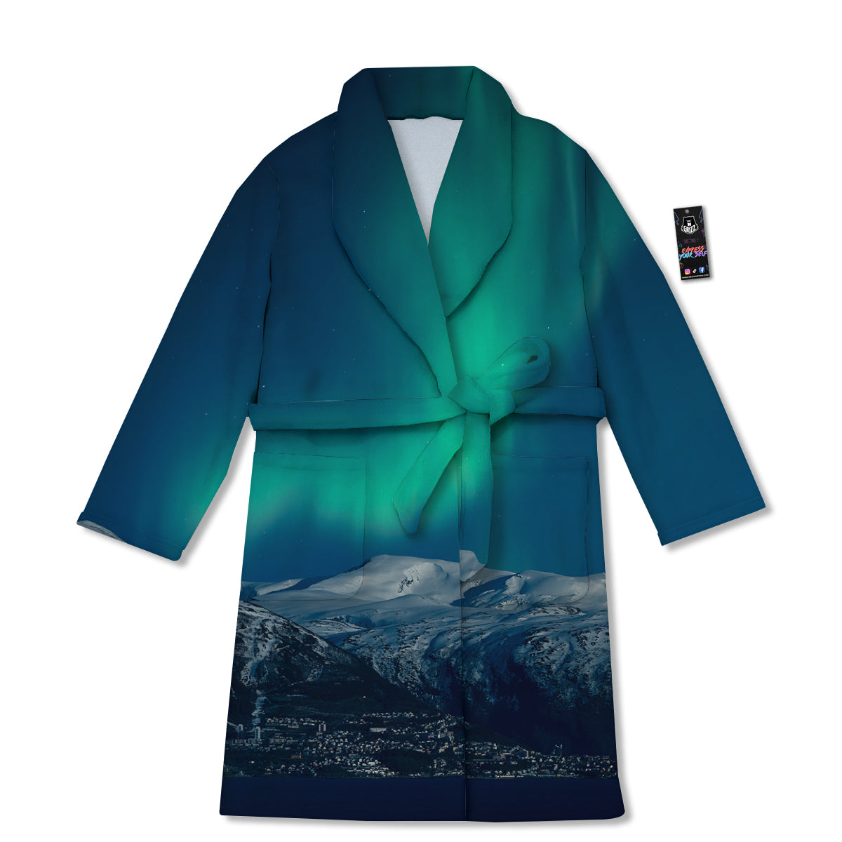 Northern Lights Print Bathrobe-grizzshop