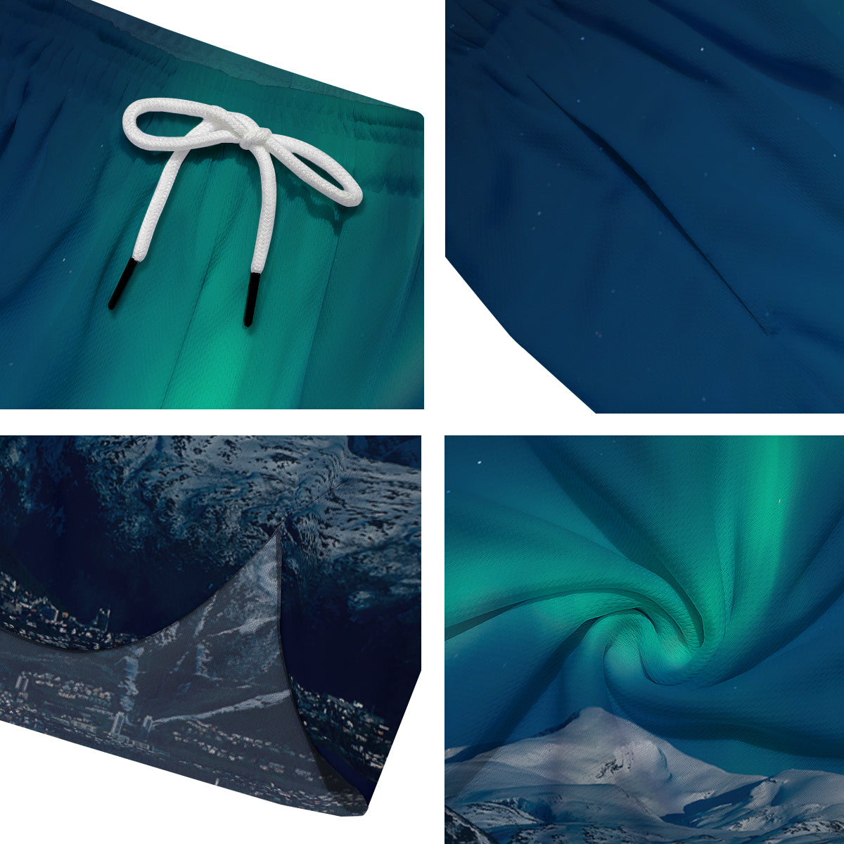 Northern Lights Print Men's Running Shorts-grizzshop