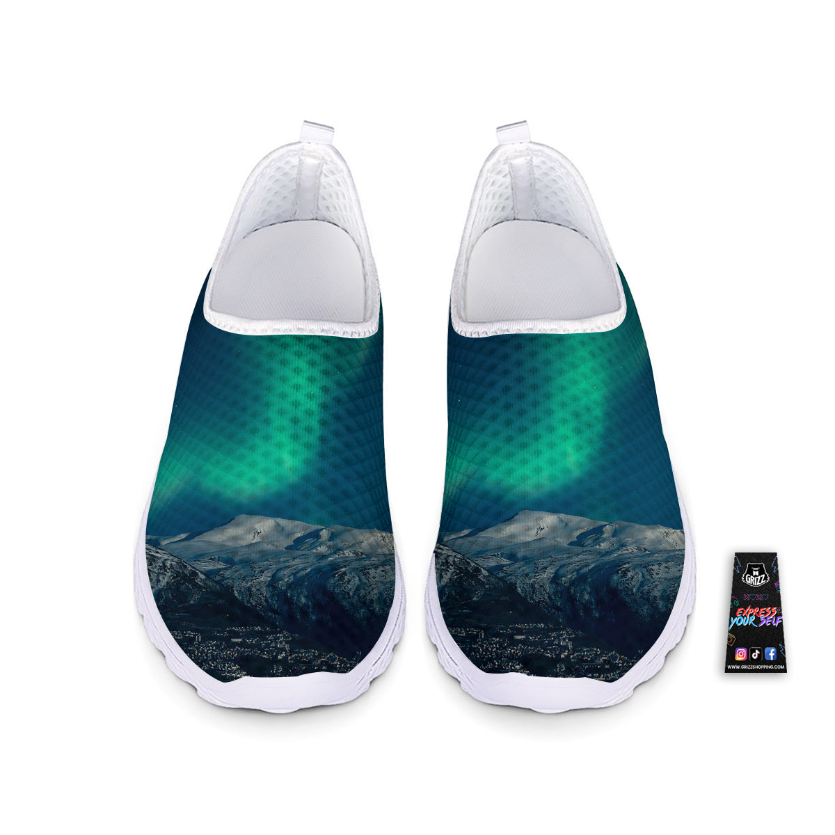 Northern Lights Print Nurse Shoes-grizzshop