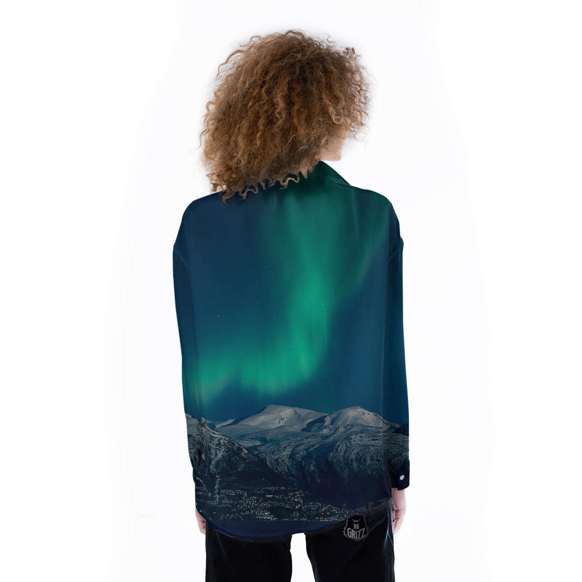 Northern Lights Print Women's Long Sleeve Shirts-grizzshop