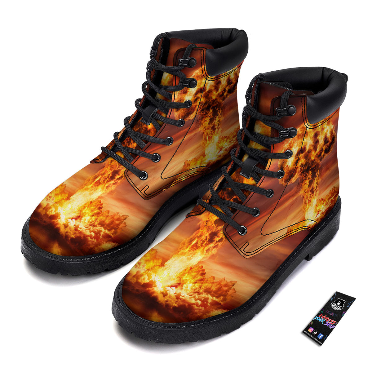 Nuclear Bomb Explosion Print Boots-grizzshop