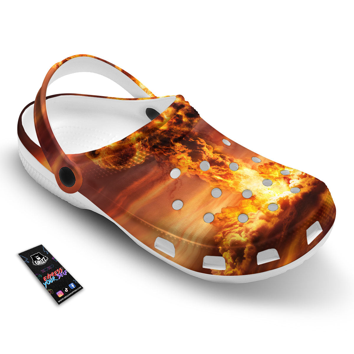 Nuclear Bomb Explosion Print Clog-grizzshop