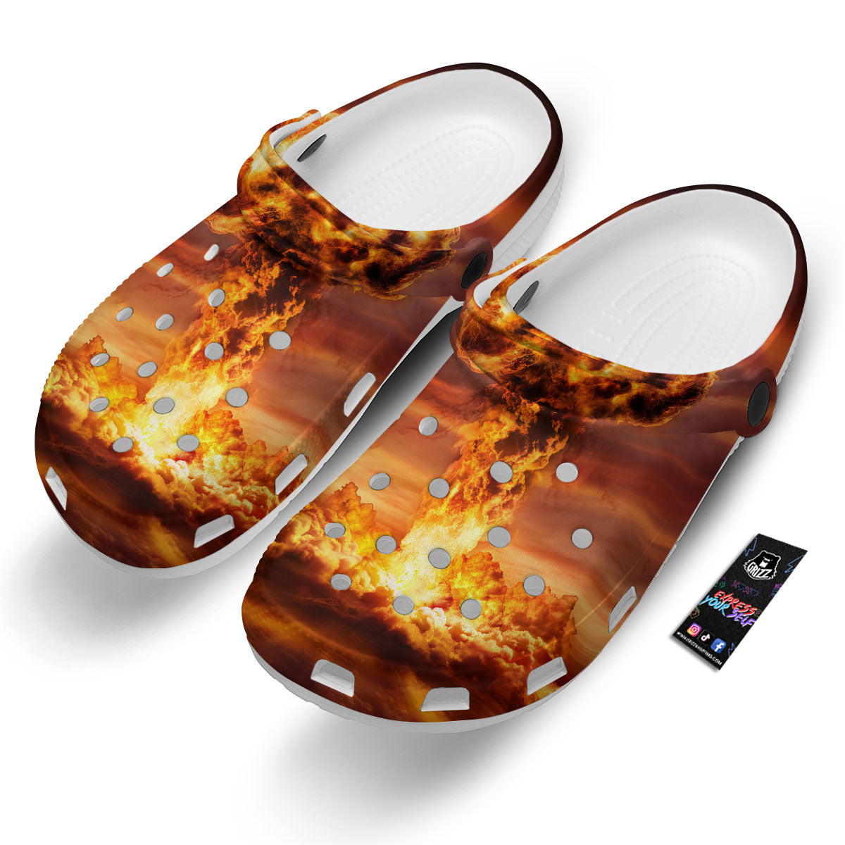 Nuclear Bomb Explosion Print Clog-grizzshop