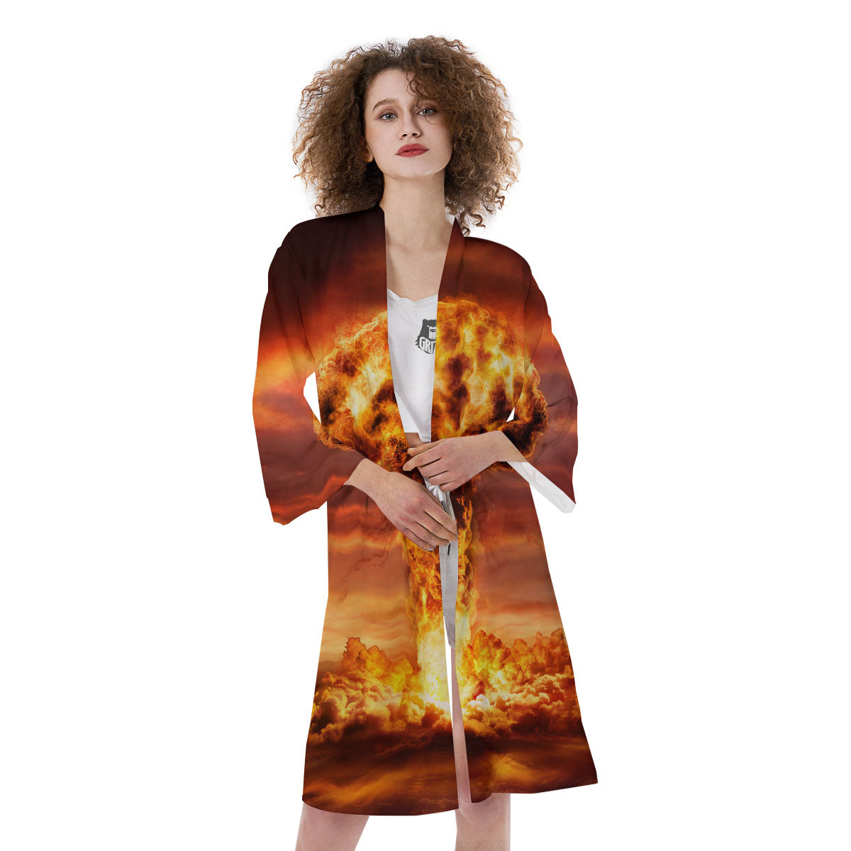 Nuclear Bomb Explosion Print Kimono-grizzshop