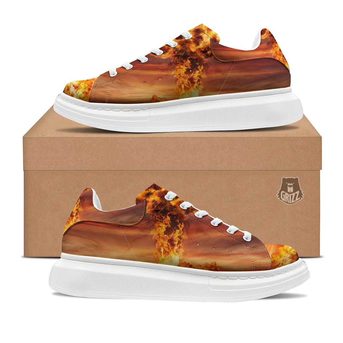 Nuclear Bomb Explosion Print Platform Shoes-grizzshop