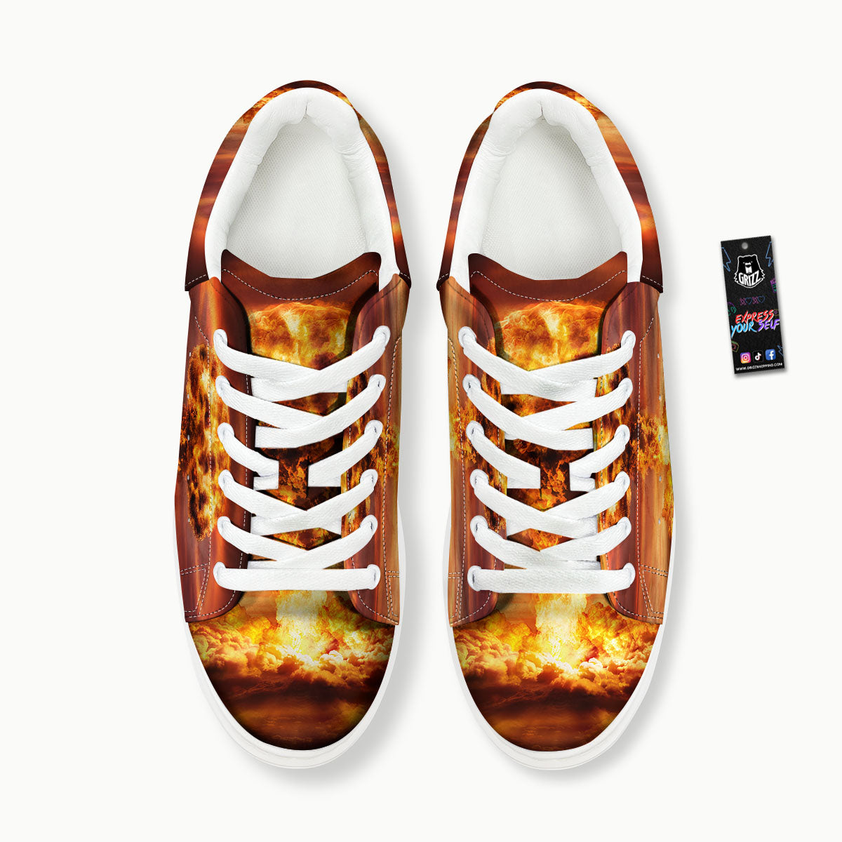 Nuclear Bomb Explosion Print Platform Shoes-grizzshop