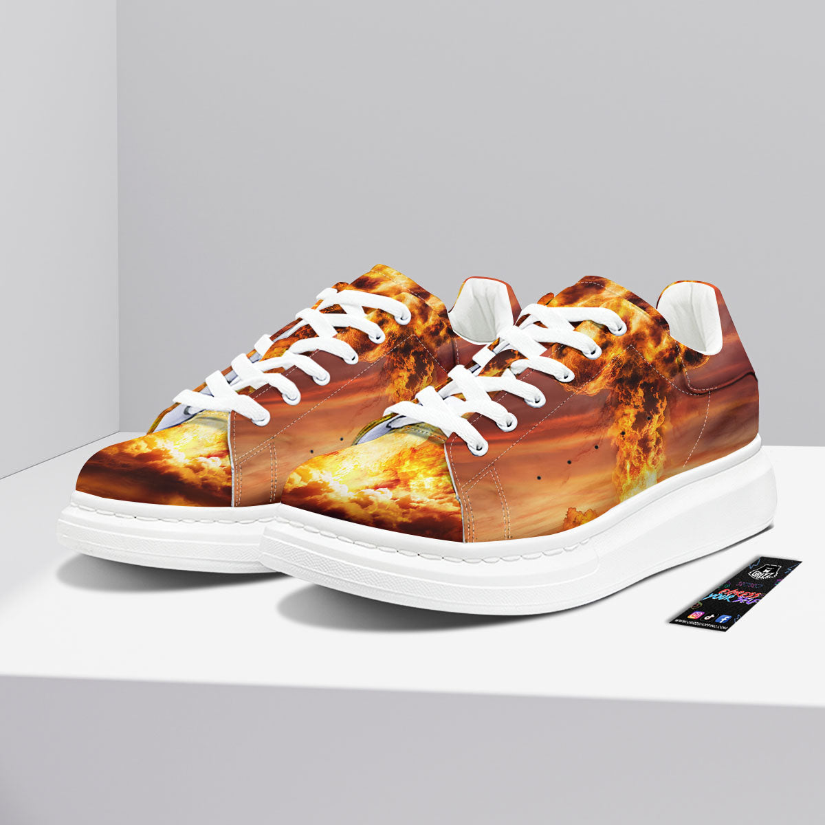 Nuclear Bomb Explosion Print Platform Shoes-grizzshop