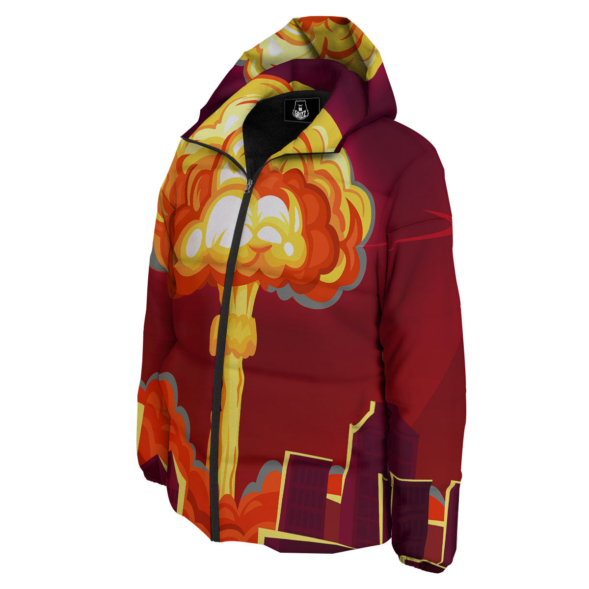 Nuclear Explosion In City Print Down Jacket-grizzshop