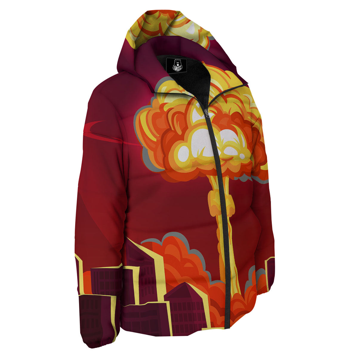 Nuclear Explosion In City Print Down Jacket-grizzshop