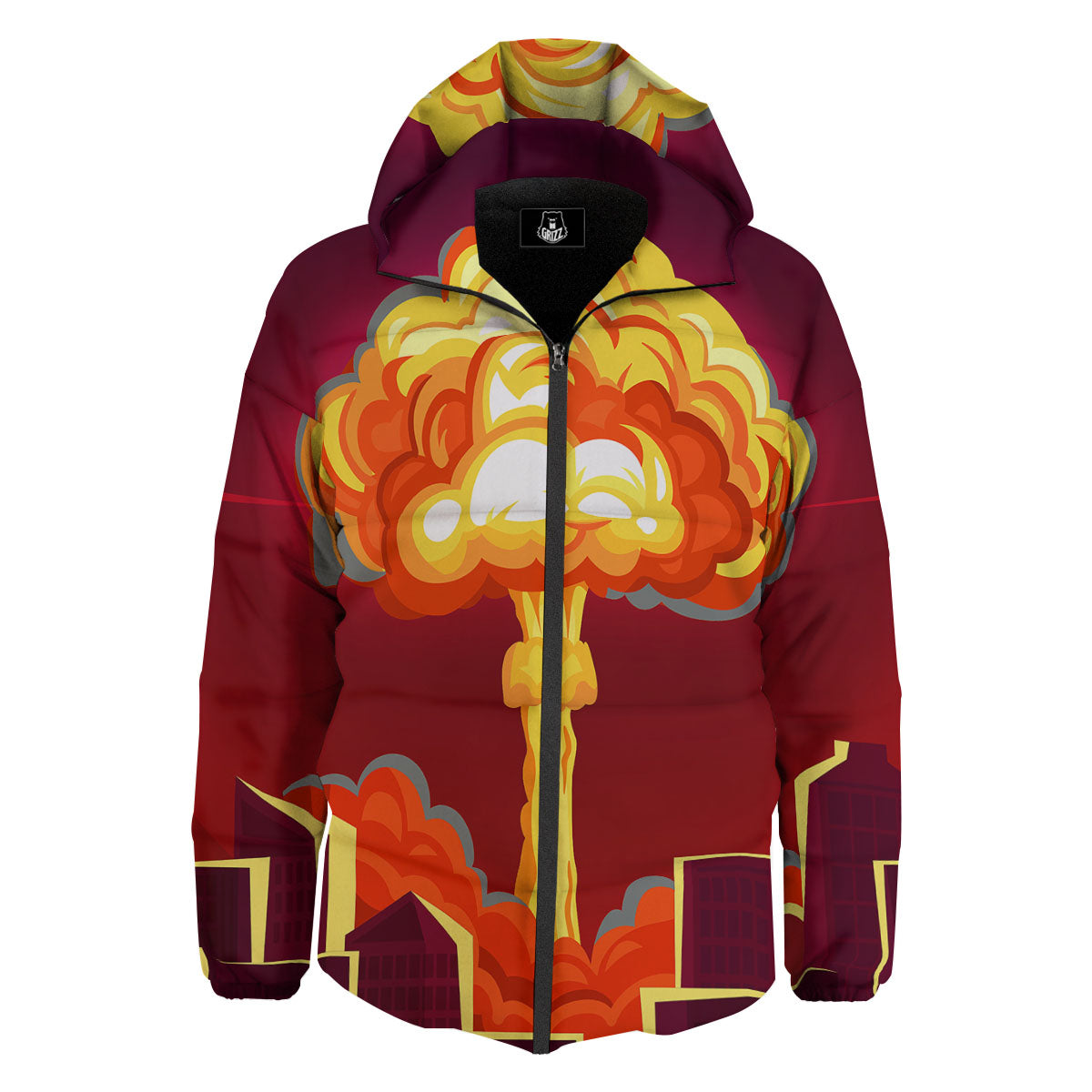 Nuclear Explosion In City Print Down Jacket-grizzshop