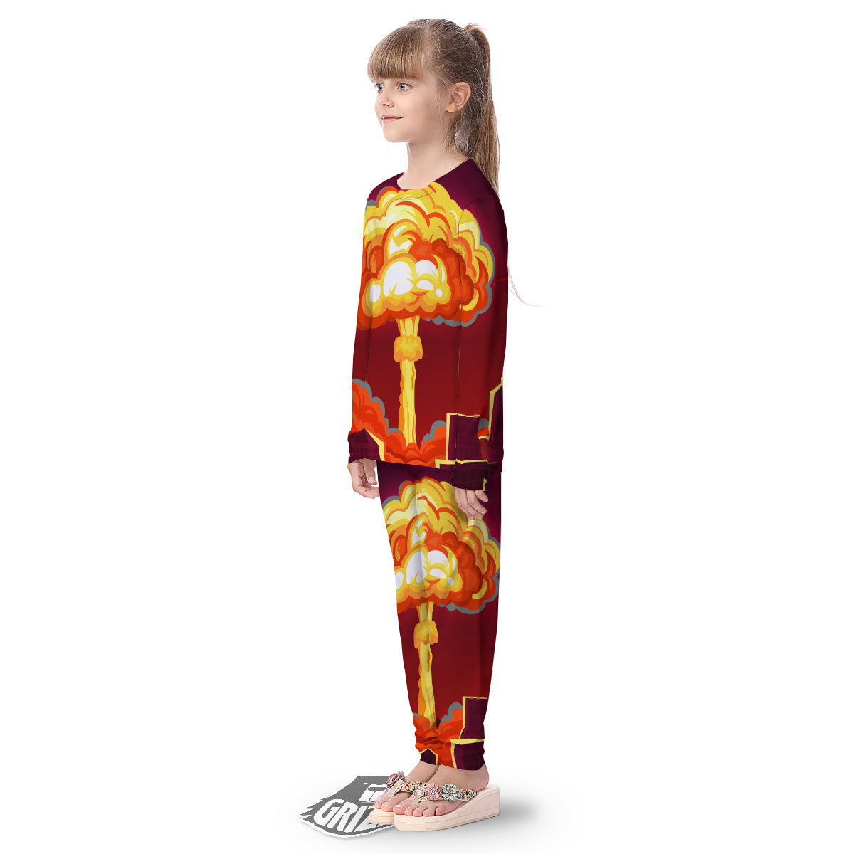 Nuclear Explosion In City Print Kid's Pajamas-grizzshop