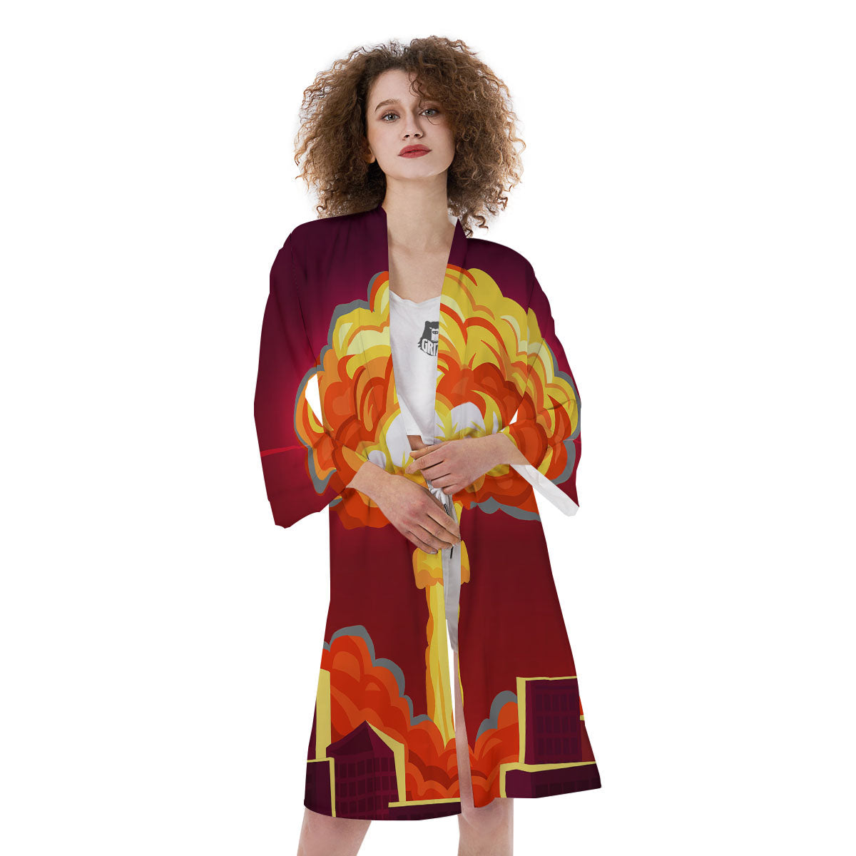 Nuclear Explosion In City Print Kimono-grizzshop