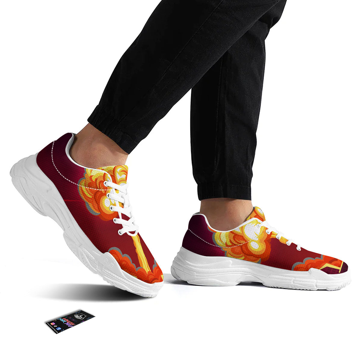 Nuclear Explosion In City Print White Chunky Shoes-grizzshop