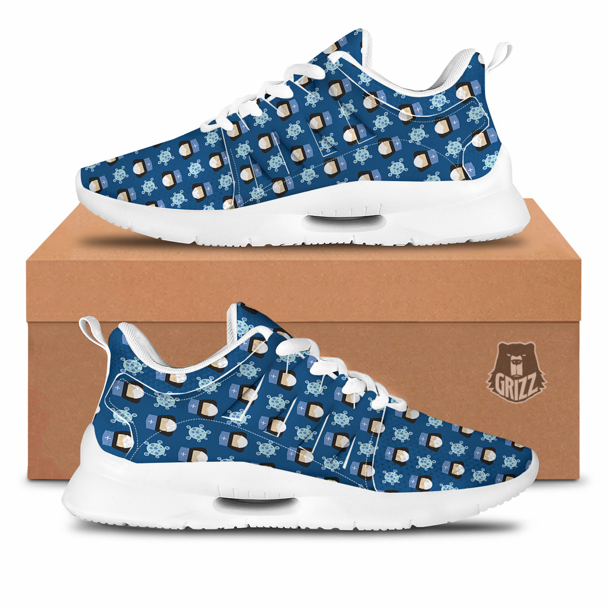 Nurse Cute Cartoon Print Pattern Tennis Shoes-grizzshop