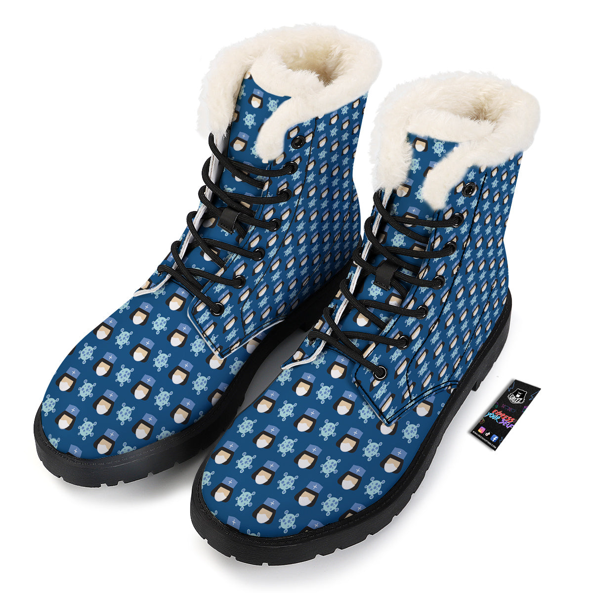 Nurse Cute Cartoon Print Pattern Winter Boots-grizzshop